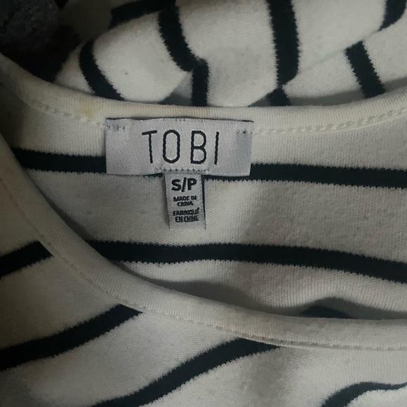 TOBI Striped White Tee Shirt Dress - Small - Picture 4 of 9